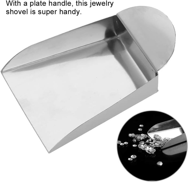 KooingTech Bead Scooper, 2.95 * 2.36 * 0.79inch Bead Scoop for Small Beads, Mini Jewelry Shovel to Sort Scooper, Flat Spade Shovel with Handle, Steel Scoop Shovels for Pearls Gemstones - Image 4